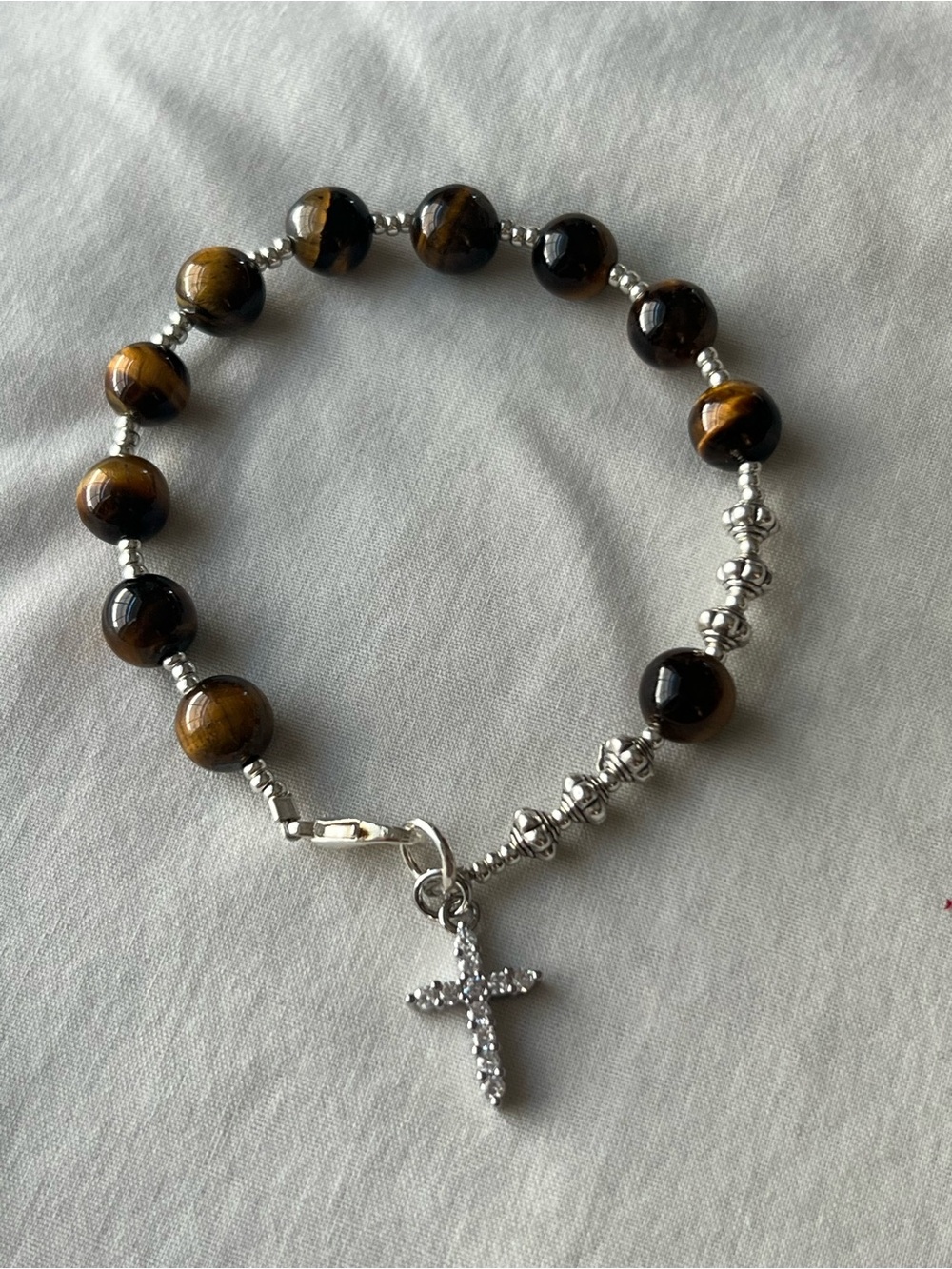 Tigers eye rosary bracelet